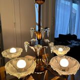 Ezan Art Deco chandelier in copper and molded glass