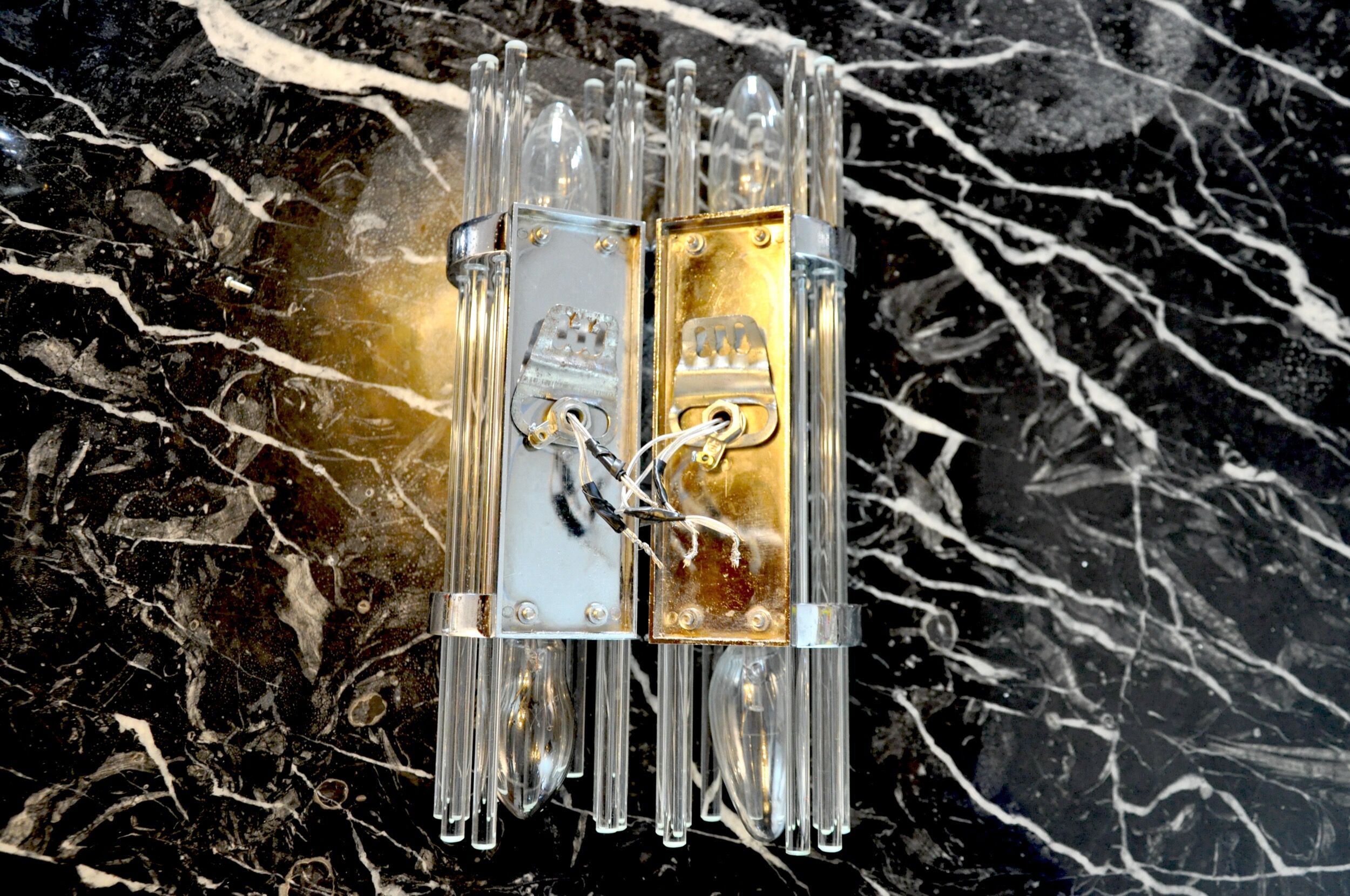 Pair of Sciolari wall lamps, murano glass, Italy, 1970