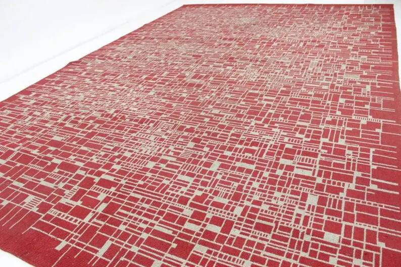 Tapis géométrique moderniste, milieu du siècle, années 1960