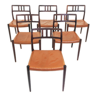 6 chaises de salle à manger en palissandre Niels Otto Moller modèle 79