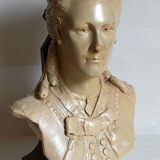 Bust of a woman "the elegant"XIXth in painted plaster signed on its solid wood base