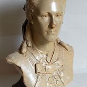 Bust of a woman "the elegant"XIXth in painted plaster signed on its solid wood base