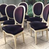 Set of 6 Louis XVI style chairs in patinated wood