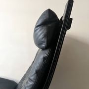 Scandinavian black leather armchair Siesta by Ingmar Relling, design 1970.