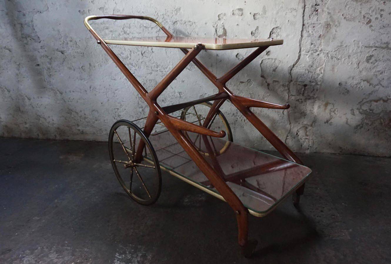 Mid-century bar cart/service cart by Cesare Lacca, 1950s.