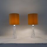 Mid-century modern crystal table lamps by Orrefors, designed by Carl Fagerlund, Sweden, 1970s.