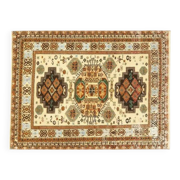 Tapis de sol vintage turc en laine et coton noué à la main des années 1970, 131x177.