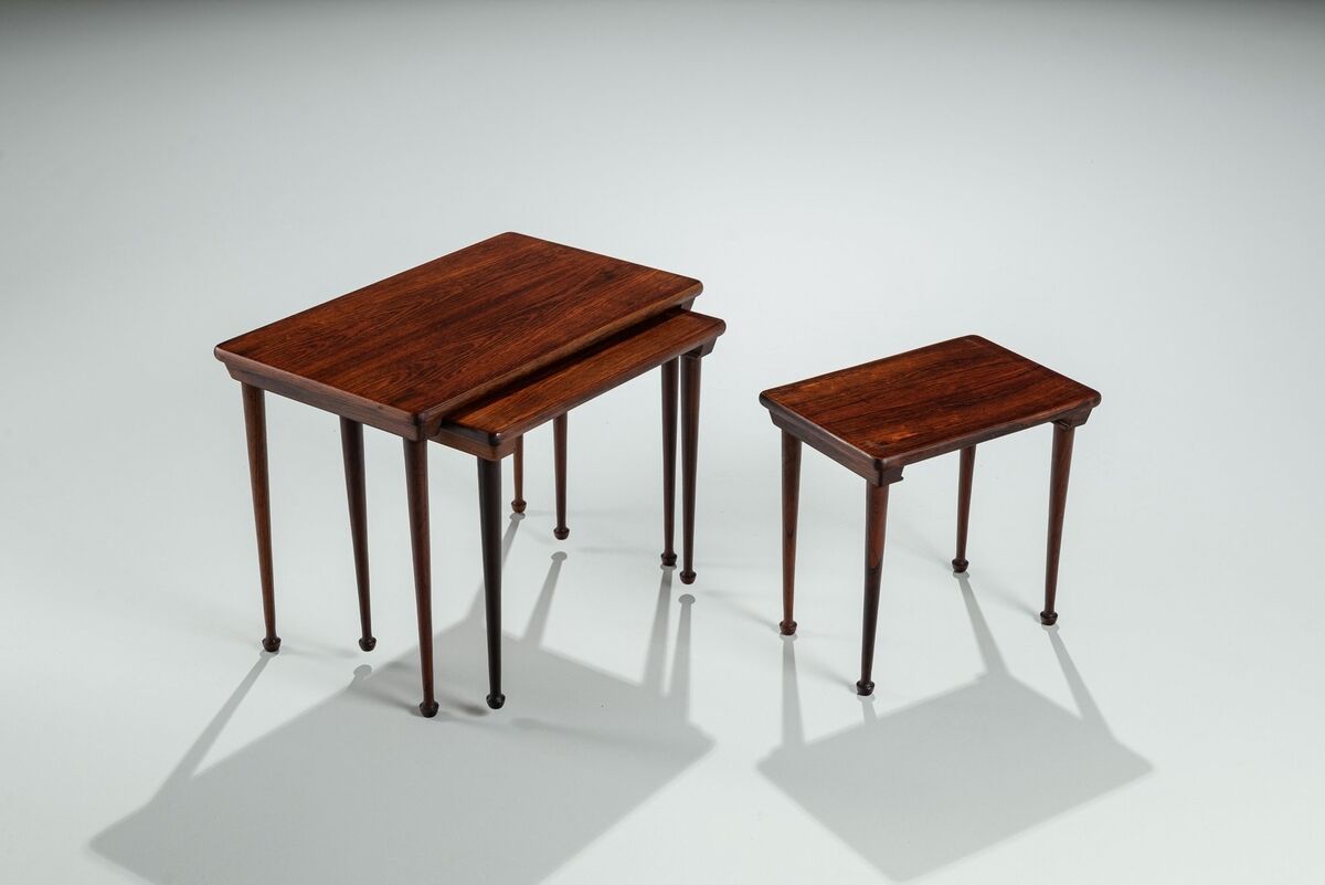 Set of 3 Danish nesting tables in rosewood Denmark 1960