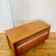 Vintage storage chest in wood and woven rattan