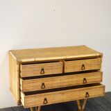 Rattan and bamboo chest of drawers