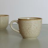 Set of 4 cups in beige speckled stoneware