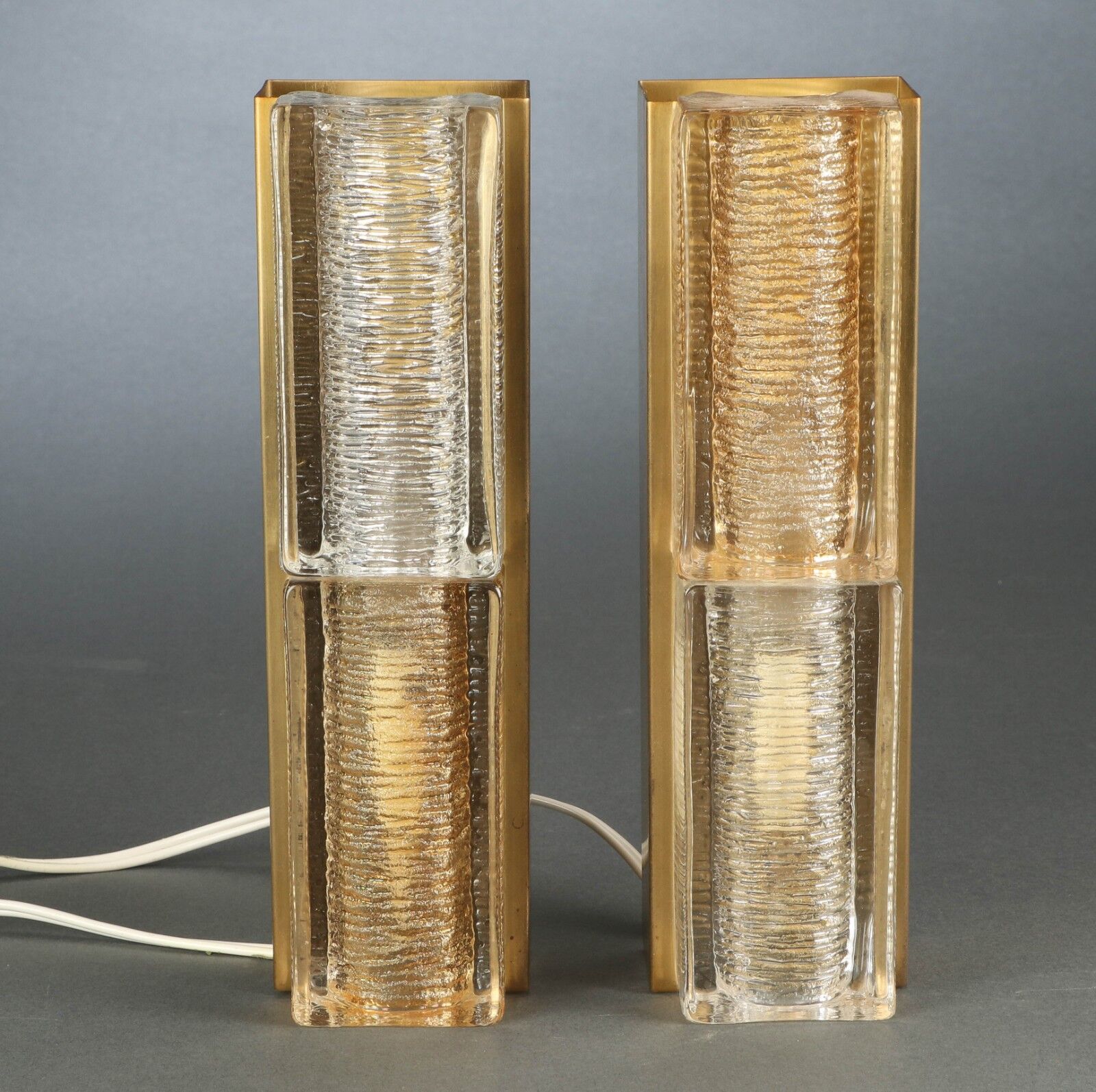 Pair of Vitrika wall lamps in glass and brass