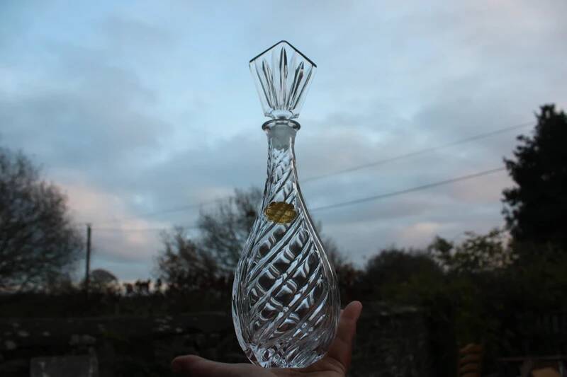 Bavarian crystal decanter + 8 glasses – with original box