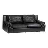 Vintage black leather 2-seater sofa from the 70s by Edelhard Harlis – 180 cm