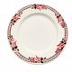 Set of 5 flat plates Céranord Saint-Amand with red floral decoration.