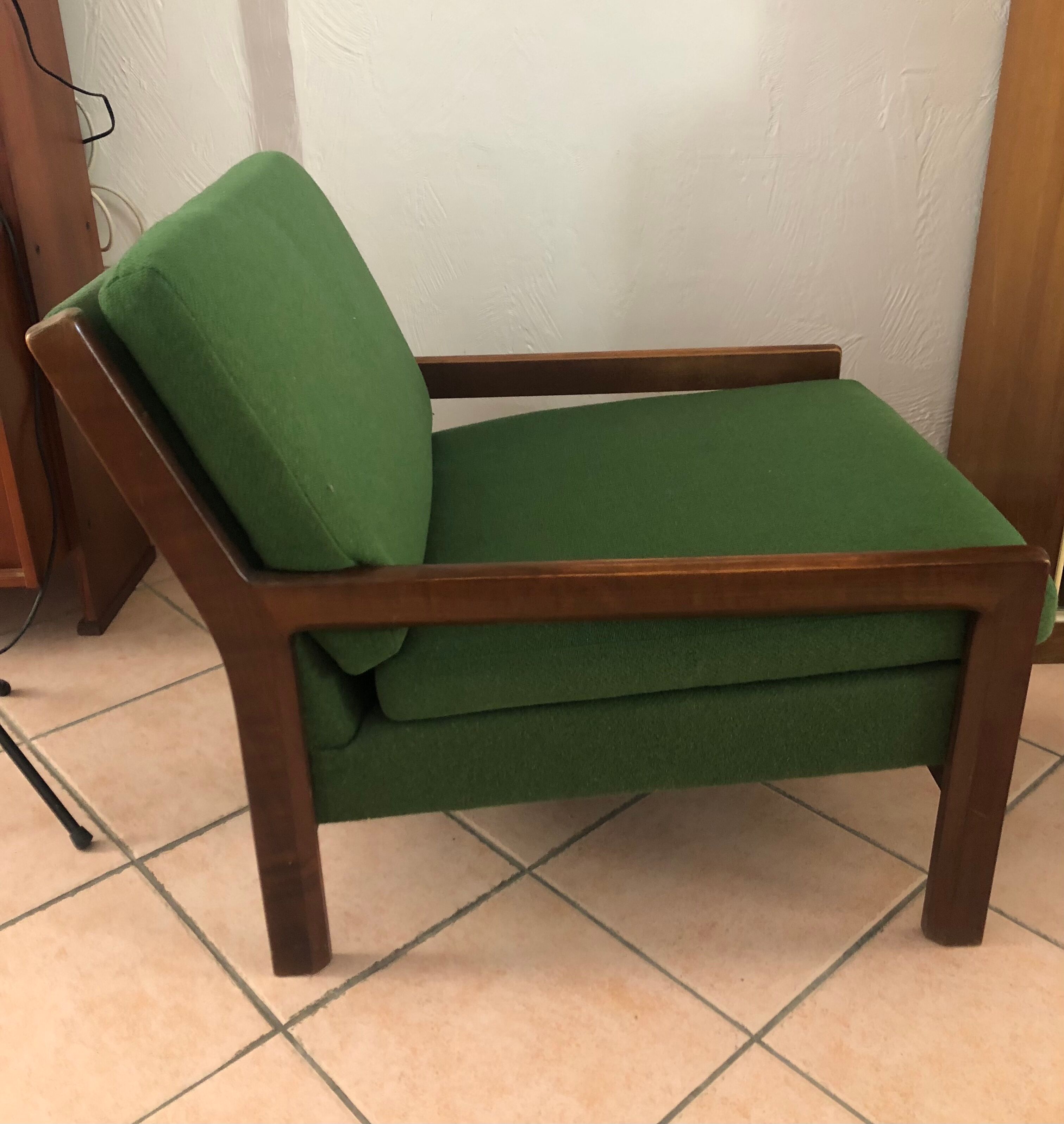 Vintage green Scandinavian armchair from the 60s