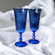 Set of 6 blue vintage champagne flutes