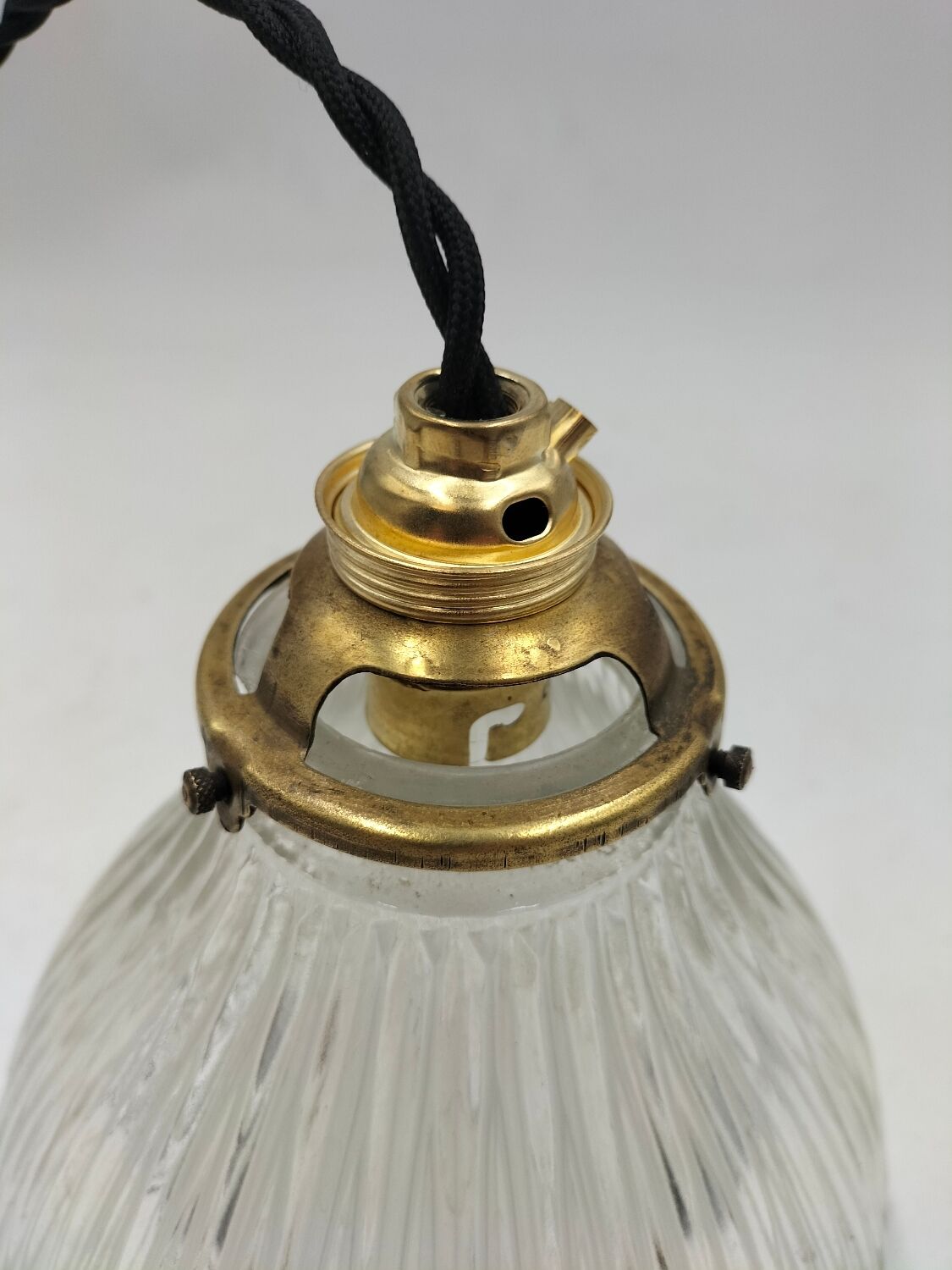 Holophane glass pendant light