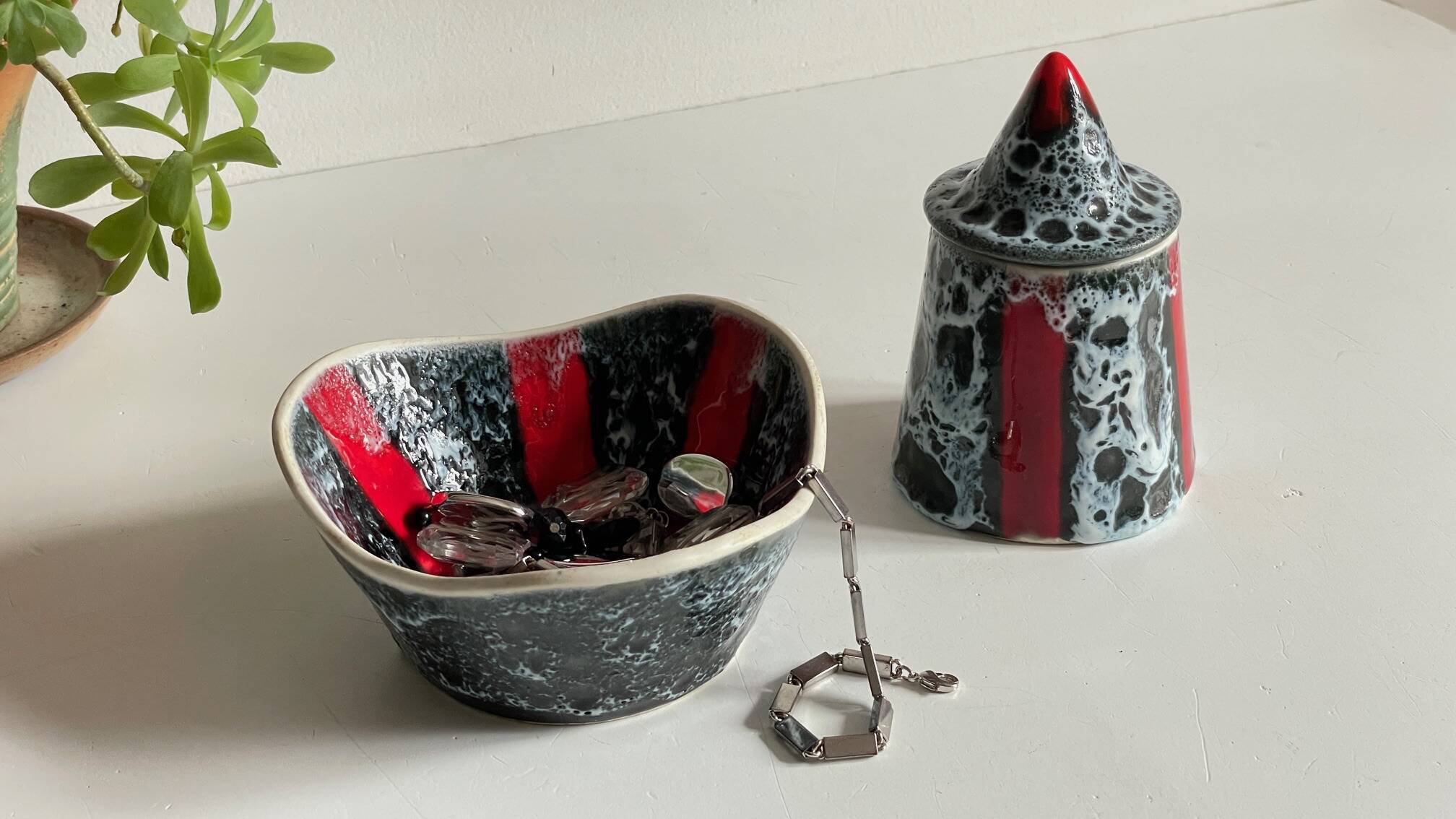 Vintage Vallauris ceramic candy and sugar bowl