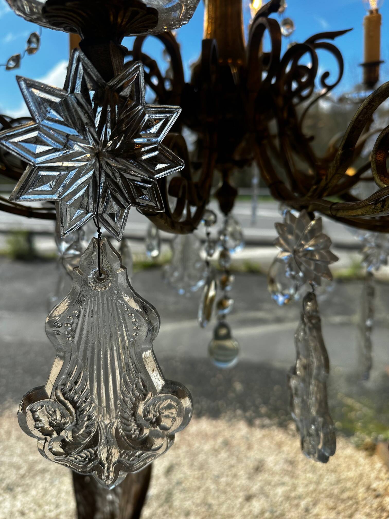 Crystal and bronze chandelier