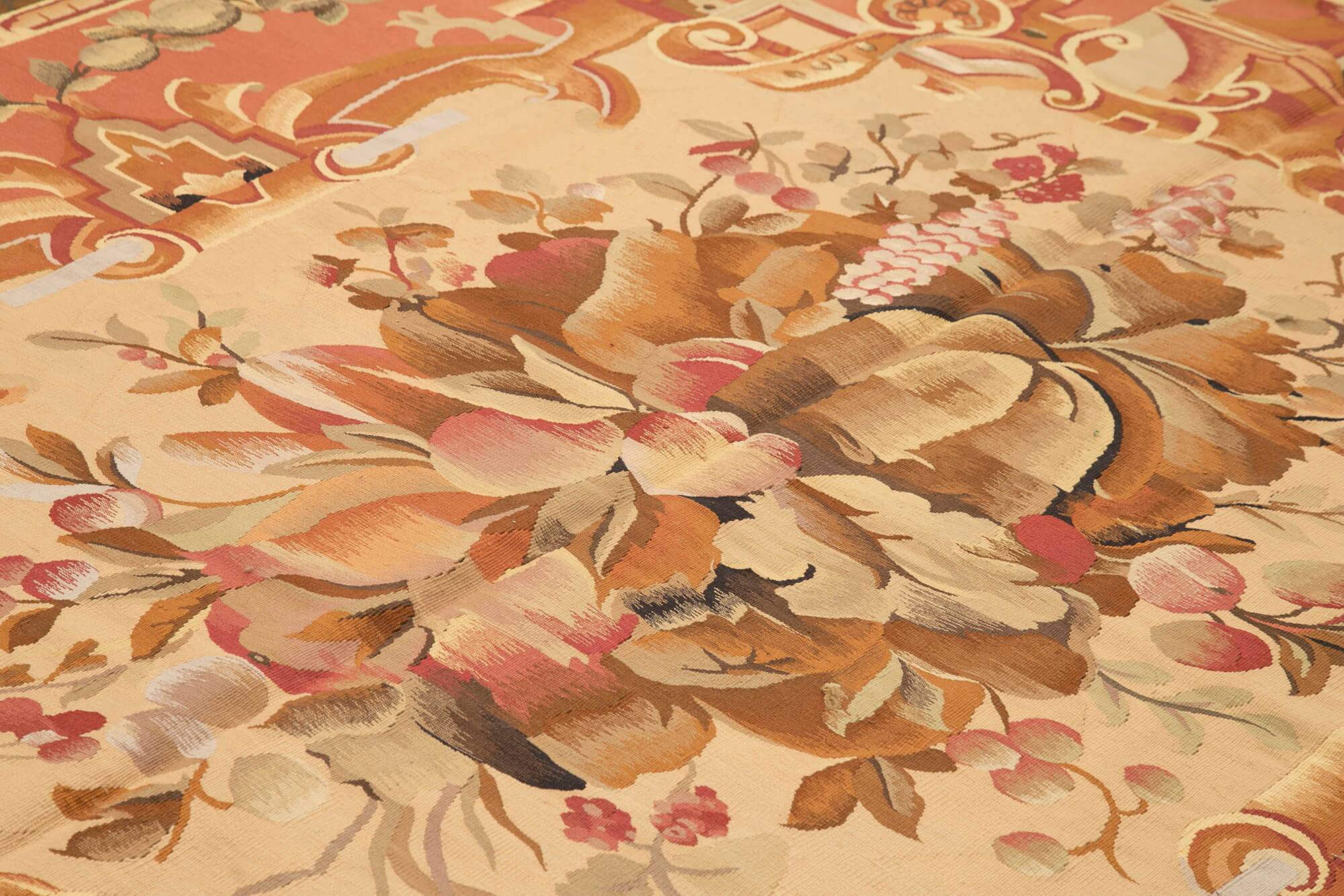 Handmade European Vintage Aubusson Kilim 303 cm x 331 cm