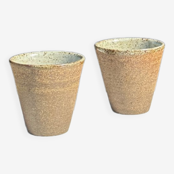 Lot de 2 tasses / mug en céramique indonésienne (mat brun)