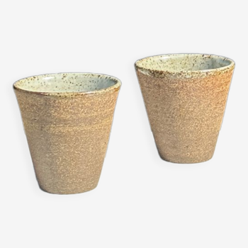 Set of 2 cups / mug Indonesian ceramic (matte brown)