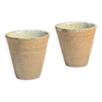 Lot de 2 tasses / mug en céramique indonésienne (mat brun)