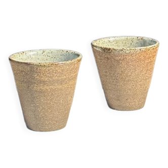 Set of 2 cups / mug Indonesian ceramic (matte brown)