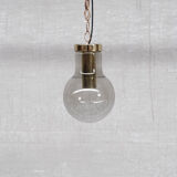 Smoked mid-century glass and brass pendant light by raak