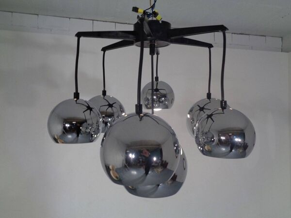 Space Age Chrome-Plated Ceiling Lamp, 1960s