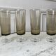 Set of 4 champagne flutes in smoked glass 70s