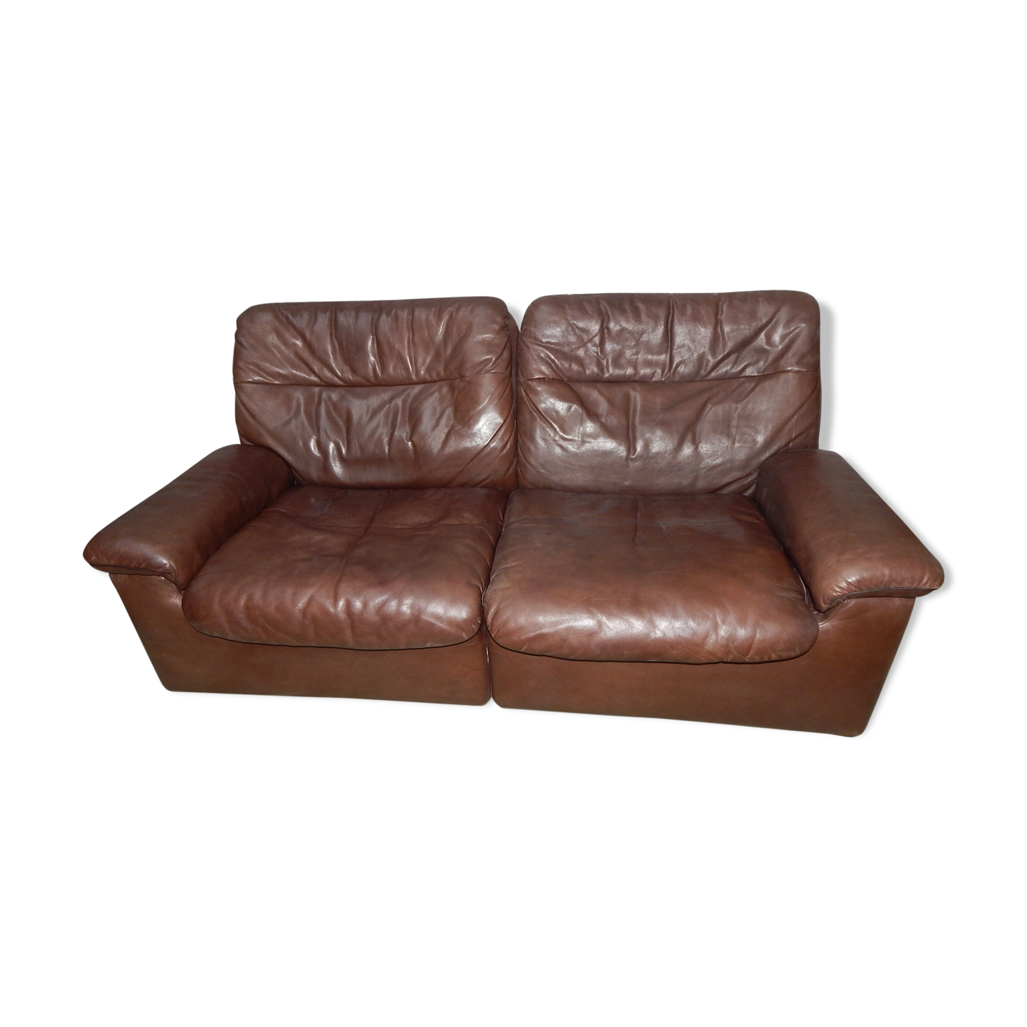 Leather sofa 2 places DS66 De Sede years 70/80