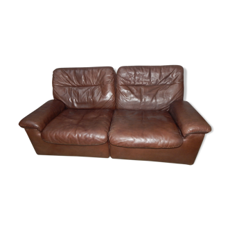 Leather sofa 2 places DS66 De Sede years 70/80