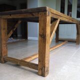 Antique vintage rustic large pine dining table old workbench