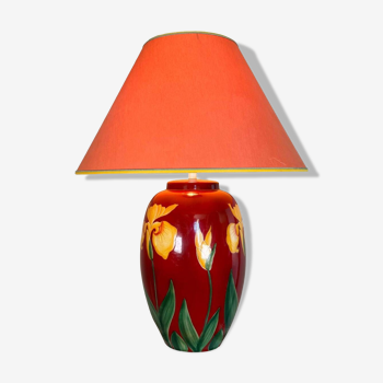 Lampe Drimmer années 80 céramique rouge et iris