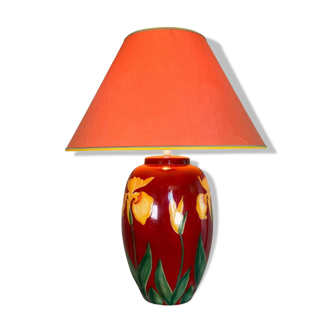 Lampe Drimmer années 80 céramique rouge et iris