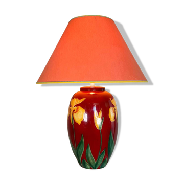Lampe Drimmer années 80 céramique rouge et iris