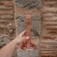 Pink glass candlestick