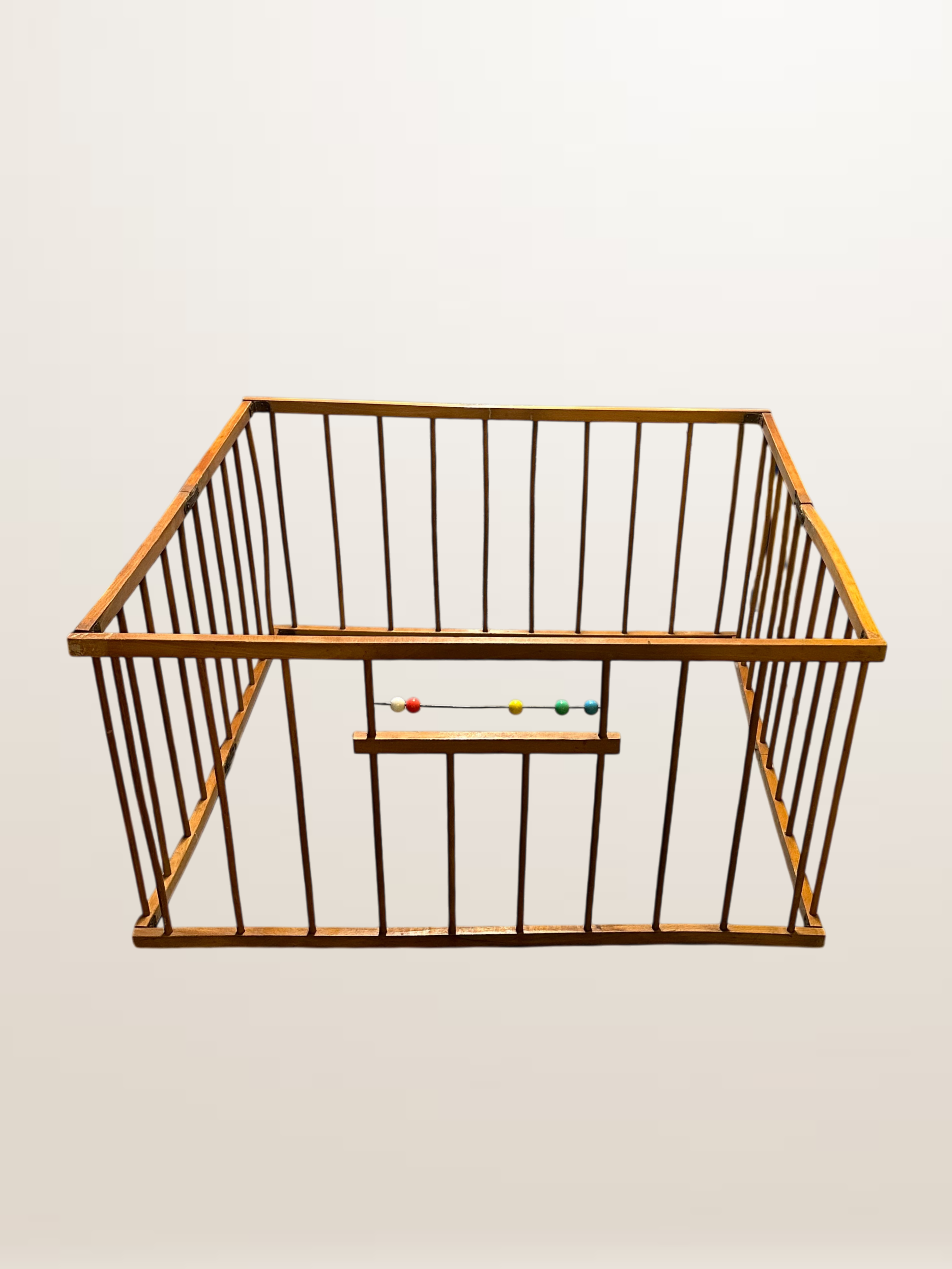 Vintage folding wooden children's playpen, 1950.