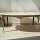 Table basse vintage en marbre et bronze