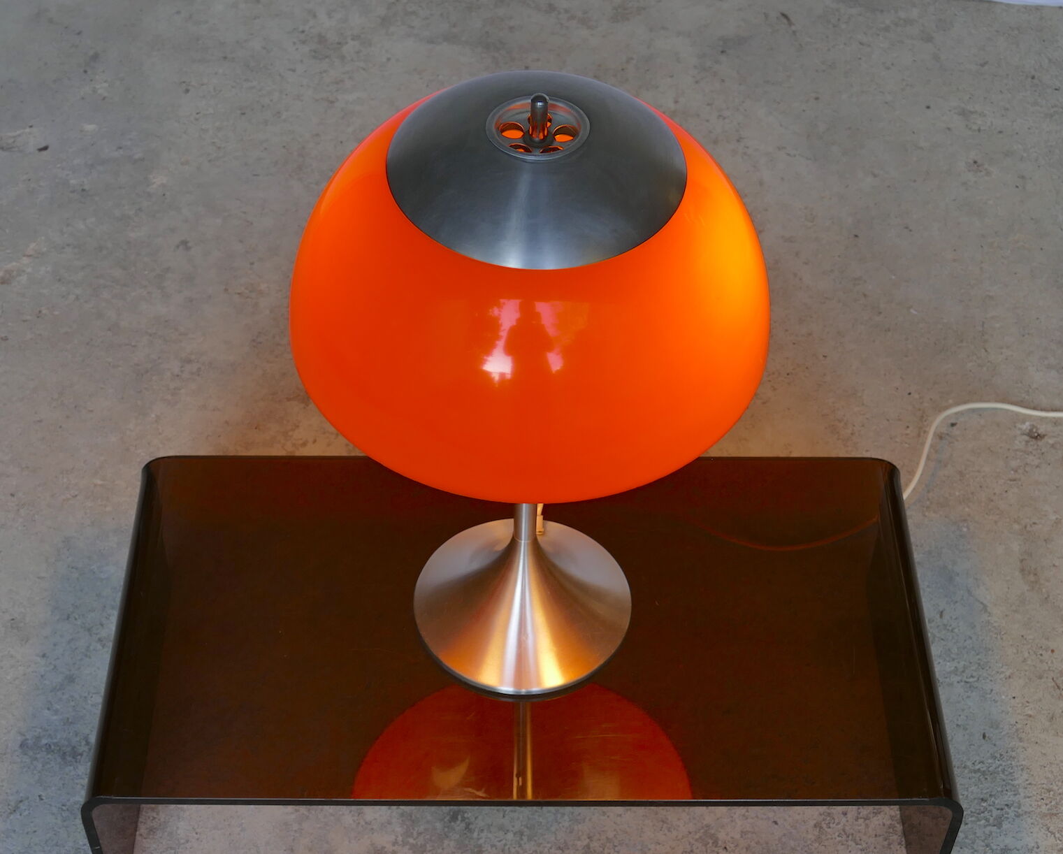Unilux vintage orange mushroom lamp 1970