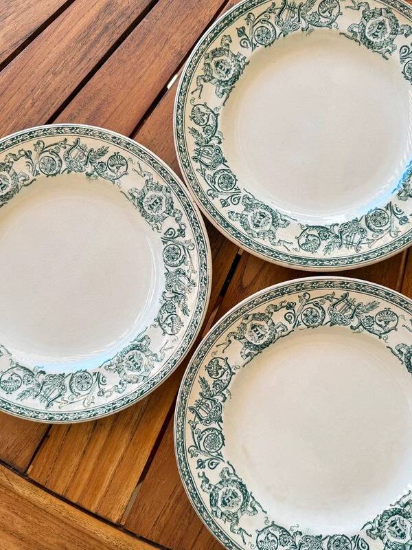 Set of 6 antique Longwy "Talma" flat plates in ironstone - 20th century