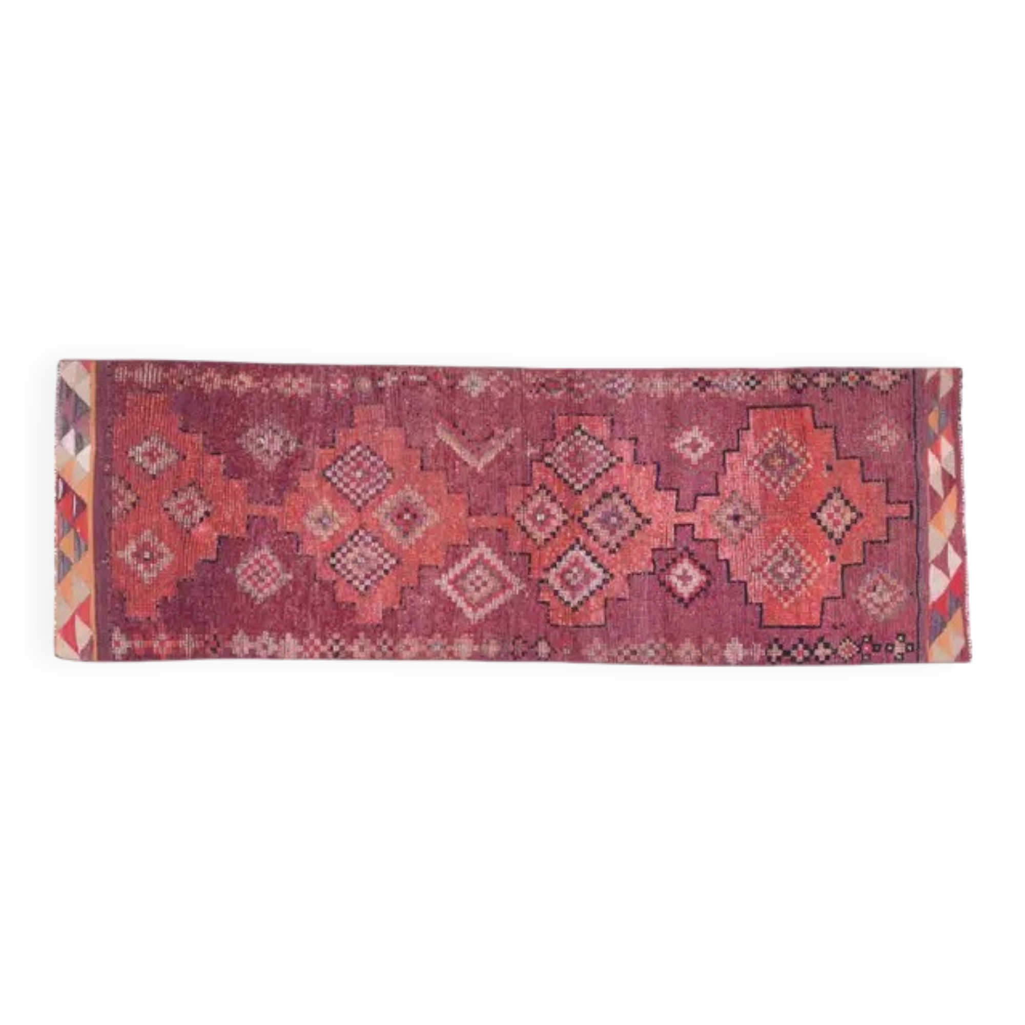 1970s Turkish Oushak handmade wool cotton red area rug 79x252