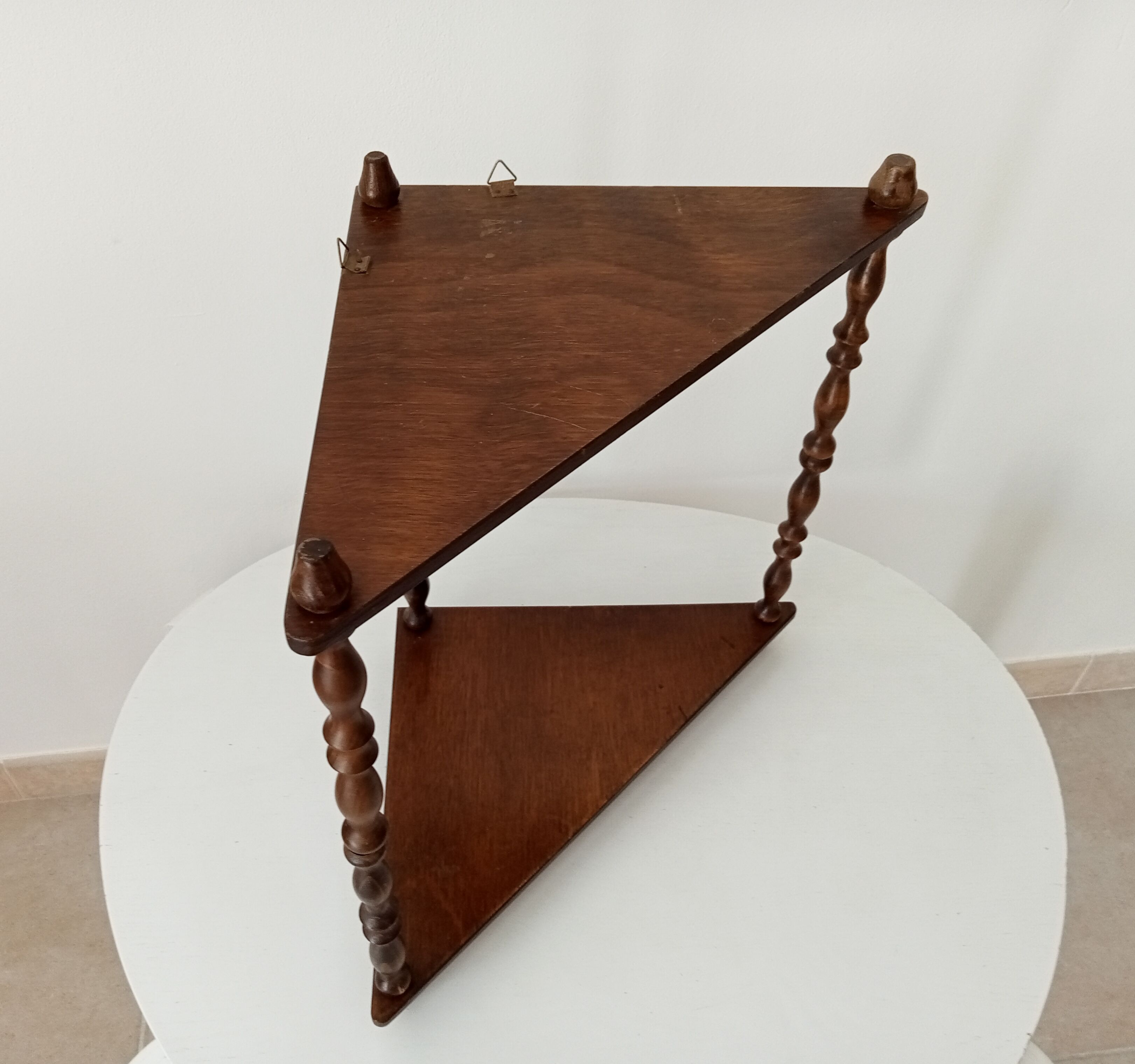 Vintage turned wood wall shelf