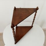 Vintage turned wood wall shelf