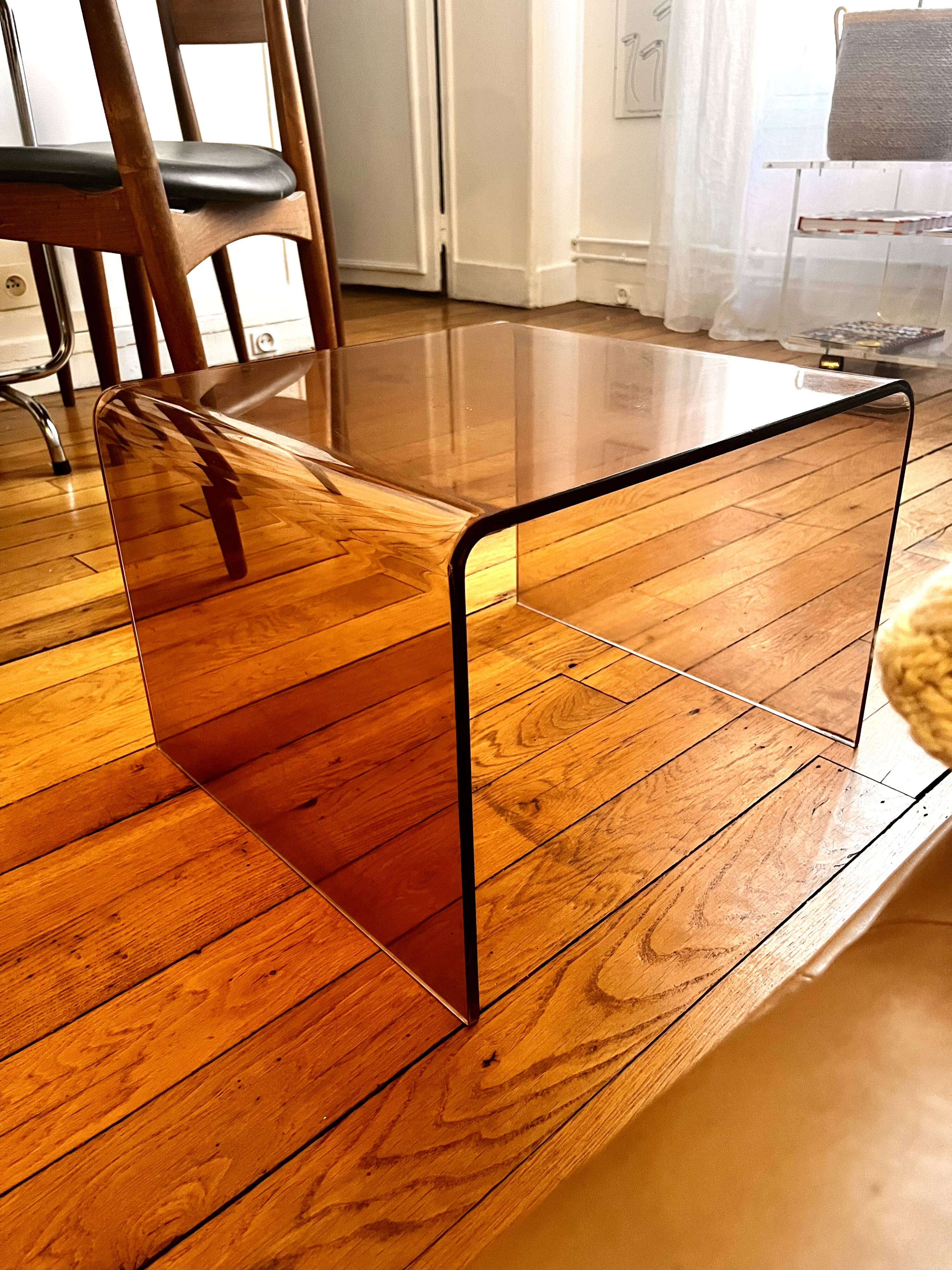 Table basse vintage Plexiglas Michel dumas