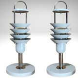 Pair danish scandinavian space age architectural table lamps