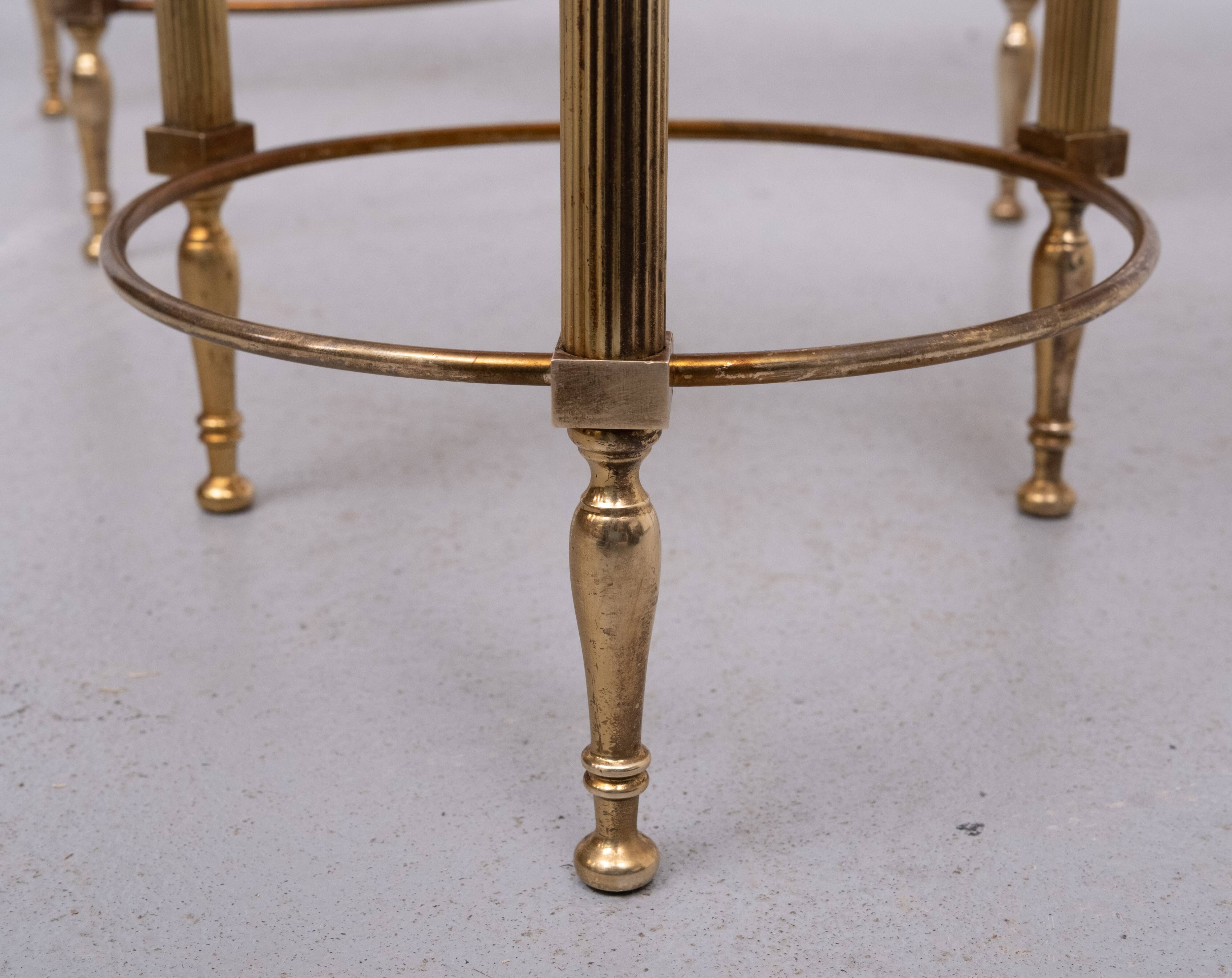 Hollywood Recency Nesting Tables Brass Onyx Marble France
