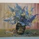Painting on canvas vintage bouquet of flowers